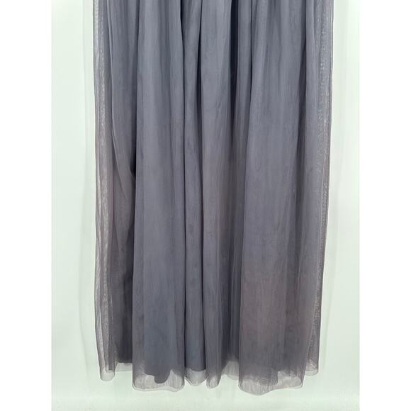 BHLDN Elowen Maxi Dress V Neck Floral Sequin Beaded Tulle Long Formal Gown Steel - Picture 8 of 13